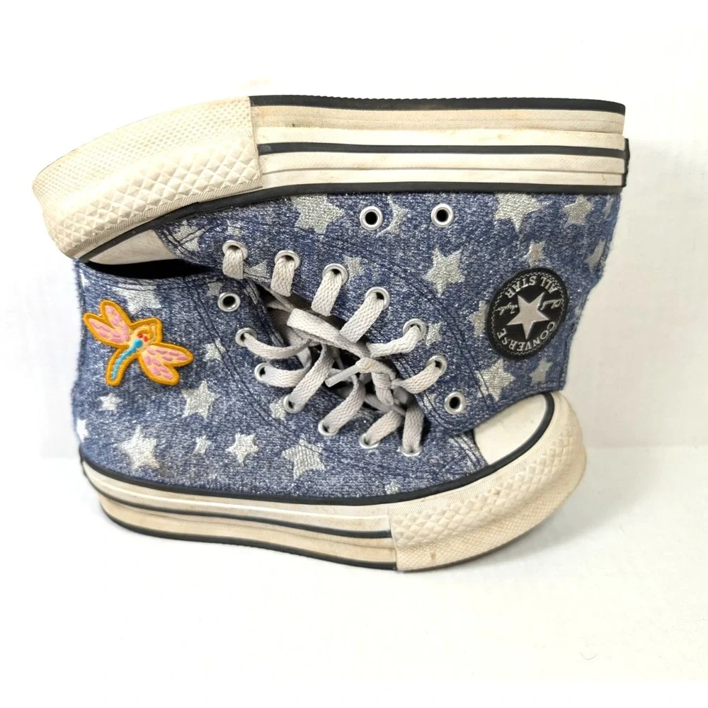 Converse x Laika Coraline Shoes Girls Size 2 Silver Stars Fresh Blueberry Blackb